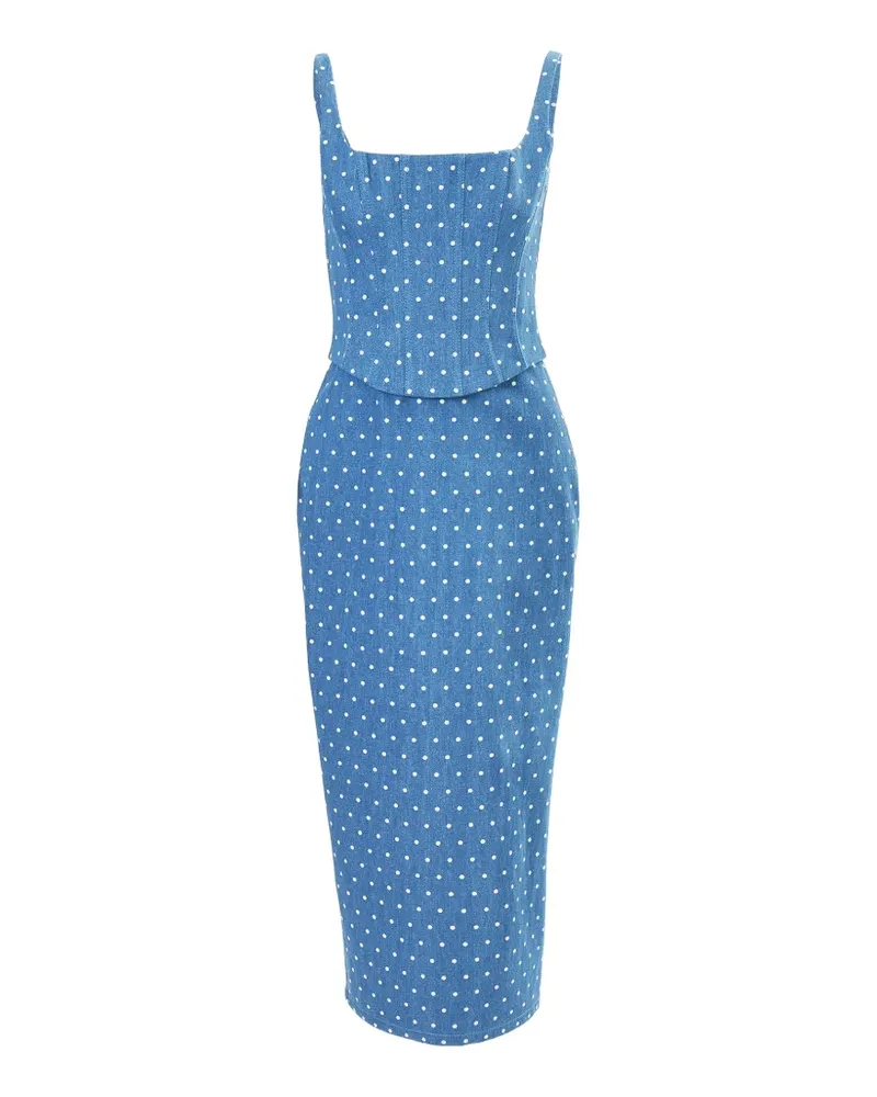 Carolina Herrera New York Bleistiftkleid mit Polka Dots - Blau Blau