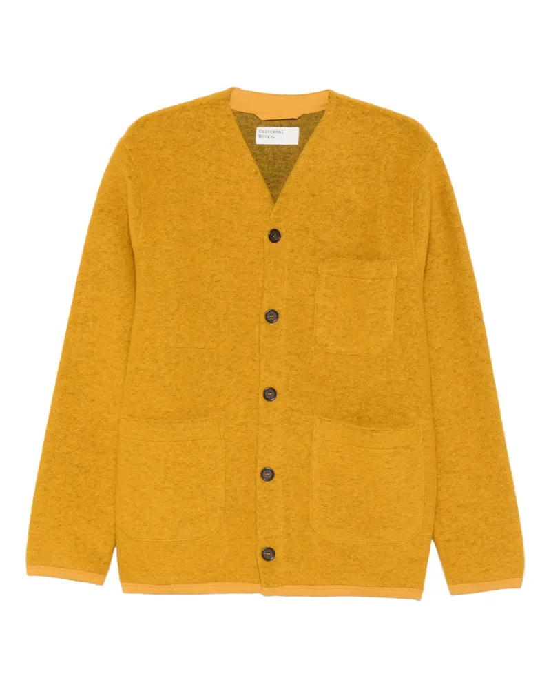 Universal Works Cardigan mit Fleece-Tasche - Gelb Gelb