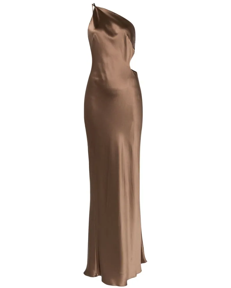 mason by michelle mason Asymmetrisches Abendkleid aus Seide - Braun Braun