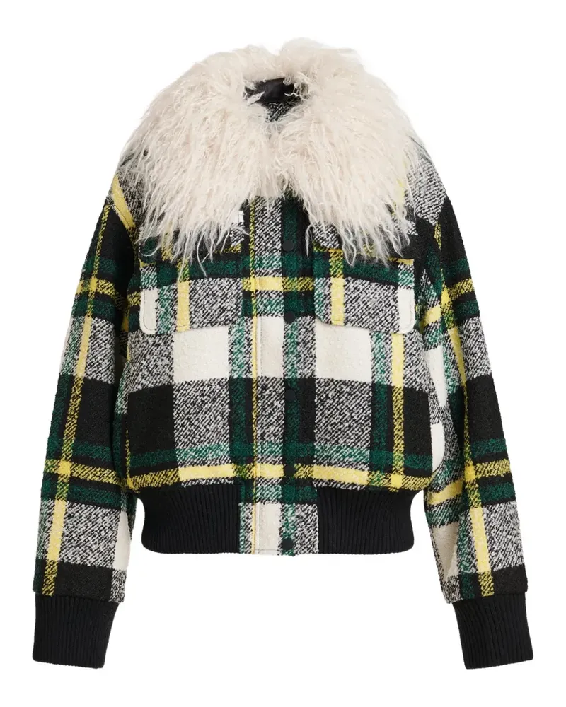 Essentiel Karierte Kpop Bomberjacke - Weiß Weiß