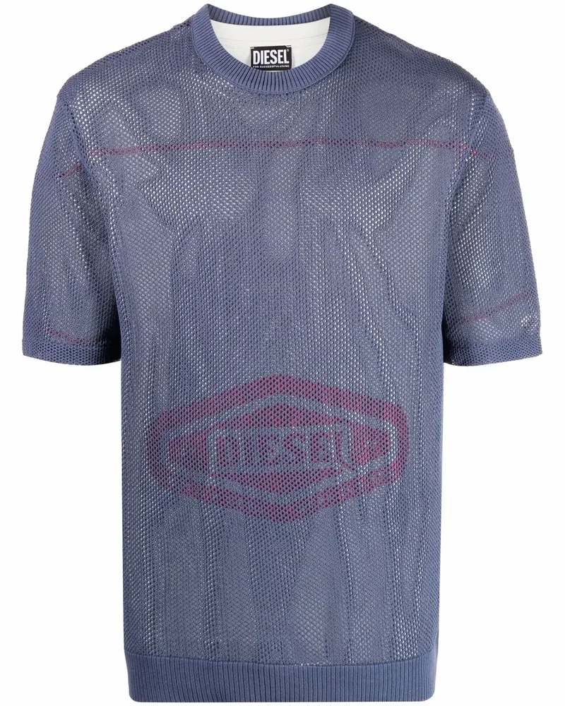 Diesel Mesh-T-Shirt mit Logo - Blau Blau