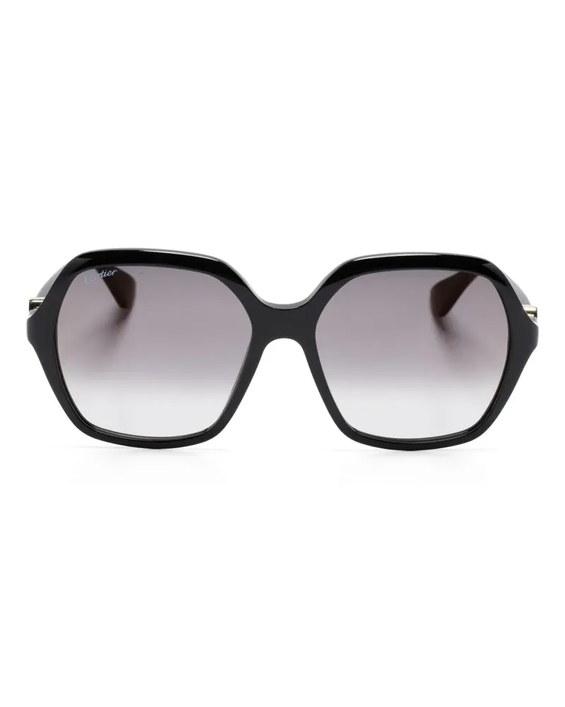 Cartier Sonnenbrille mit geometrischem Gestell - Schwarz Schwarz