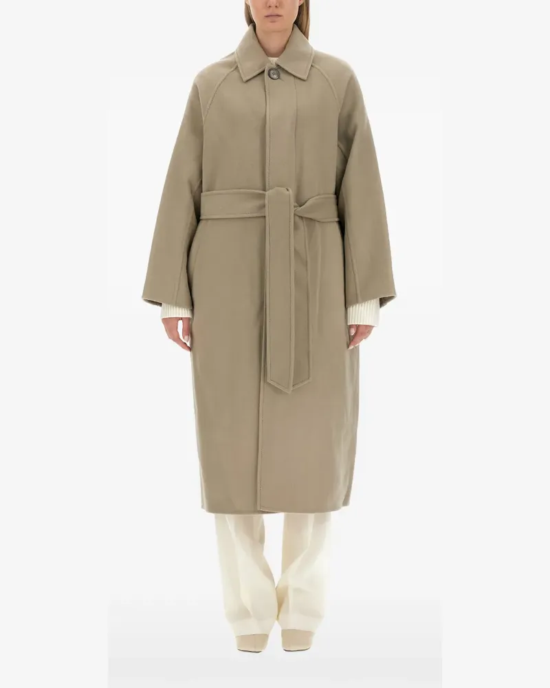 AMI Paris Einreihiger Mantel mit Gürtel - Nude Nude
