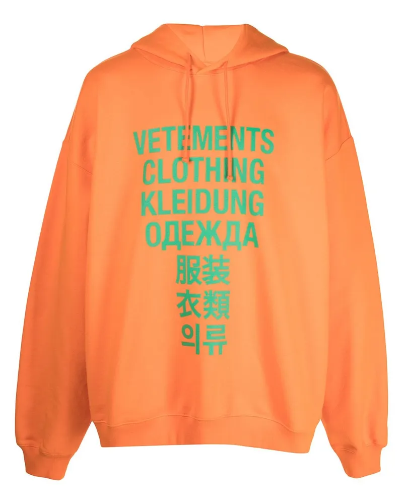 VETEMENTS Hoodie mit Übersetzungs-Print Orange