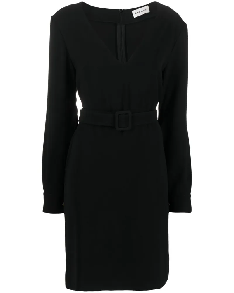 P.A.R.O.S.H. Minikleid mit V-Ausschnitt - Schwarz Schwarz