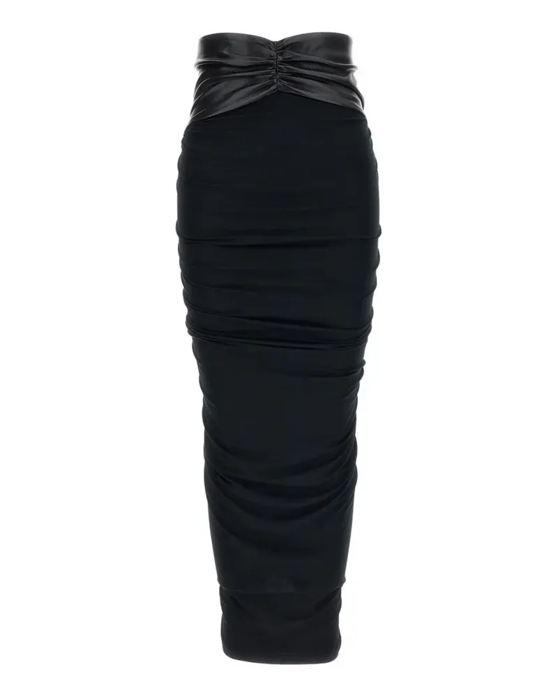ANDAMANE ruched midi skirt - Schwarz Schwarz