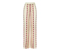 Seidenhose mit Print - Nude