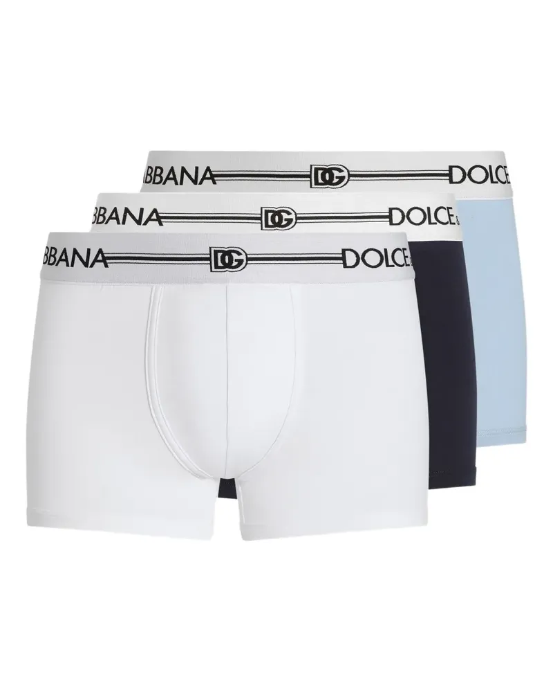 Dolce & Gabbana Set aus drei Boxershorts mit Logo-Bund - Weiß Weiß