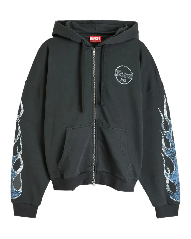 Diesel zip-up hoodie with crack print - Schwarz Schwarz