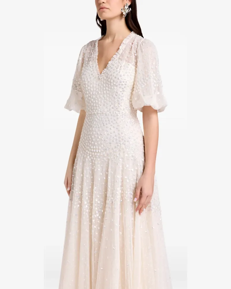 Needle & Thread embellished ruffled midi dress - Nude Nude