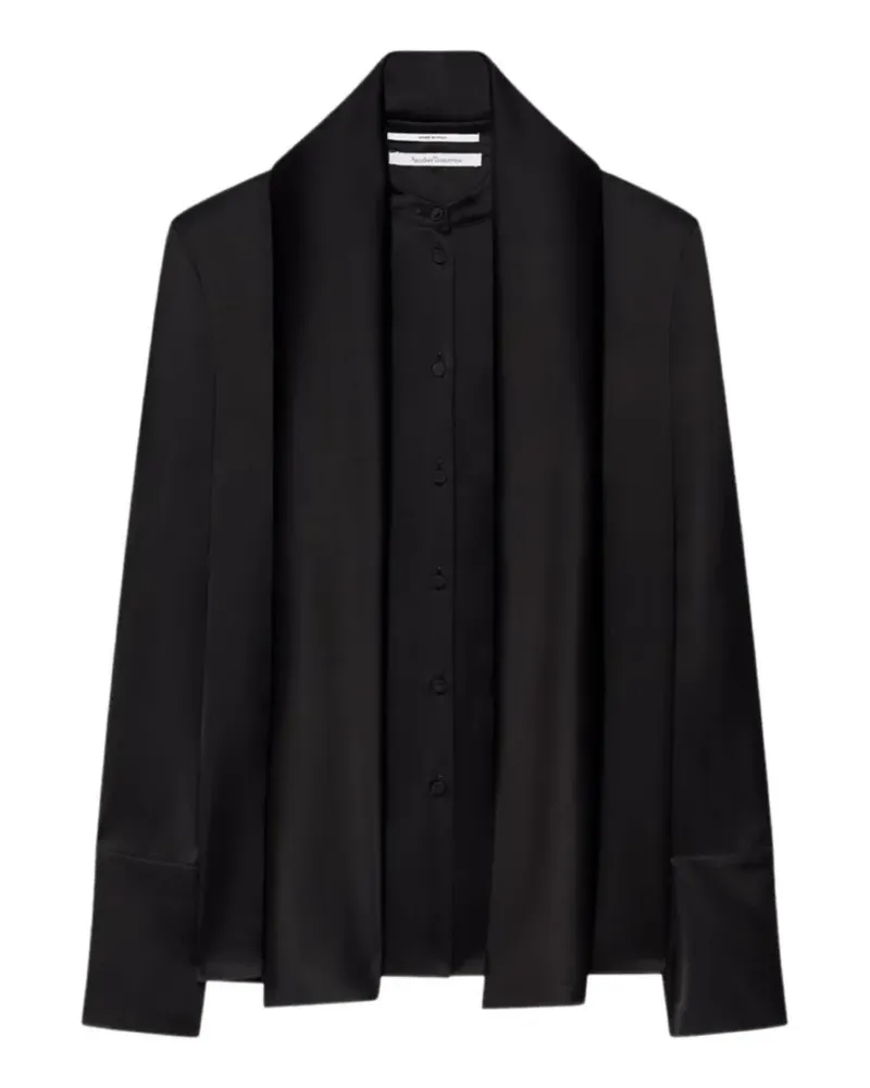 Another Tomorrow band-collar scarf-detail blouse - Schwarz Schwarz