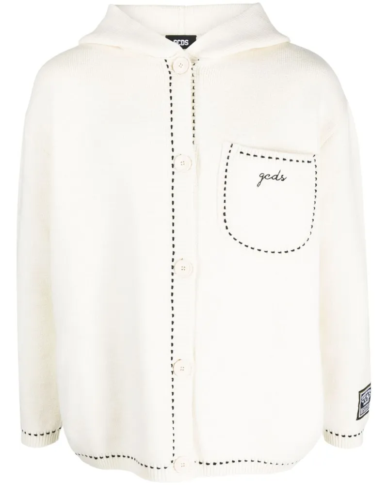 GCDS Kapuzenjacke mit Logo-Stickerei - Weiß Weiß