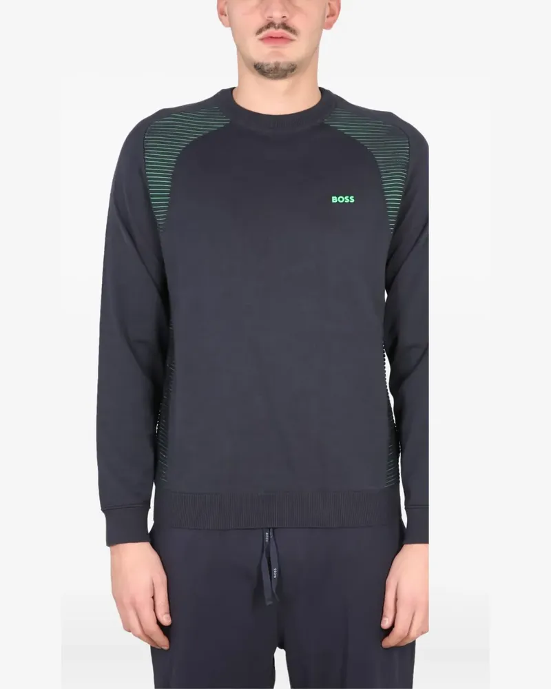 HUGO BOSS Sweatshirt mit gestreiftem Einsatz - Blau Blau