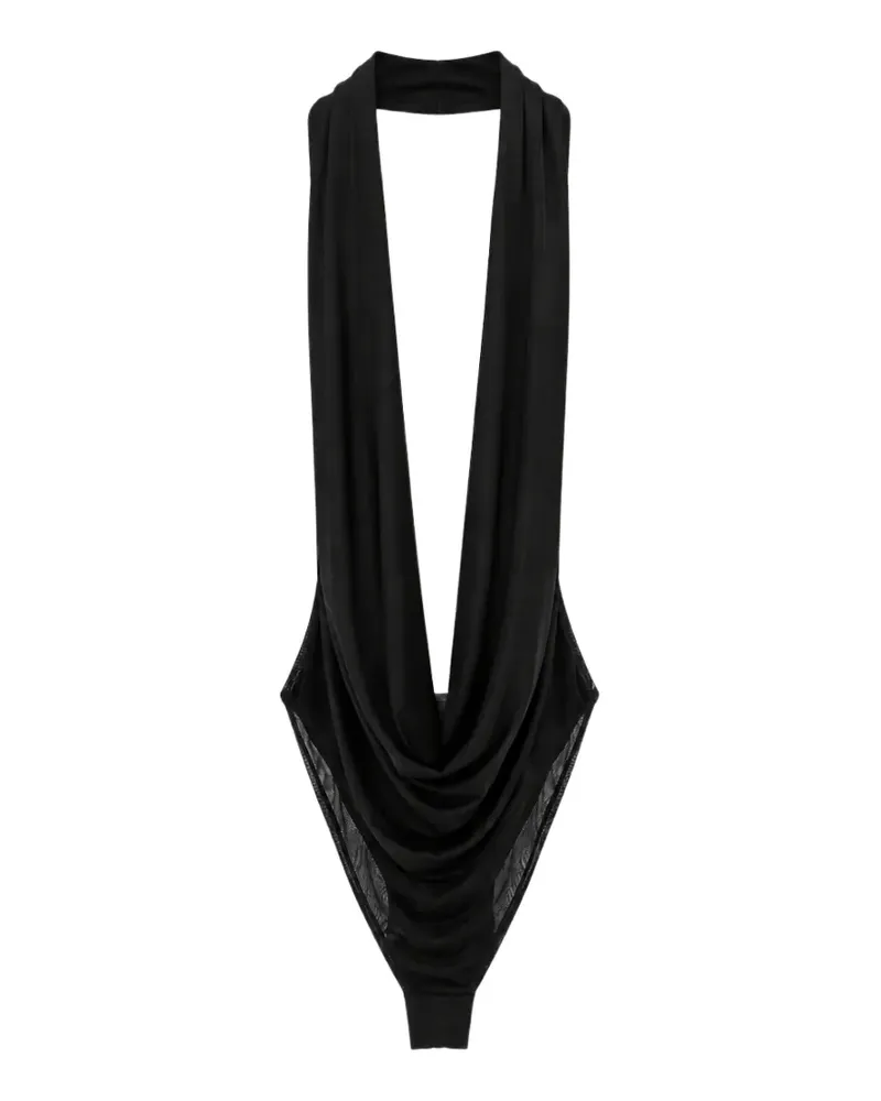 Elisabetta Franchi draped-detail bodysuit - Schwarz Schwarz