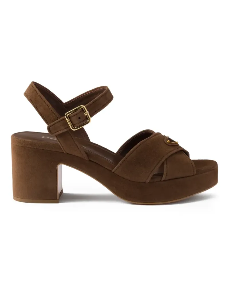 Prada Sandalen mit überkreuzten Riemen - Braun Braun