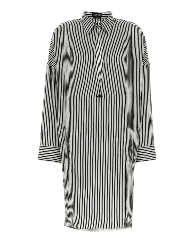 Tom Ford embroidered striped shirt dress - Weiß Weiß