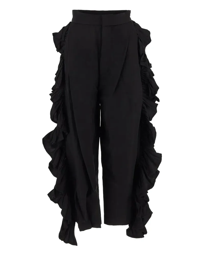 Uma Wang Hose mit Rüschen - Schwarz Schwarz