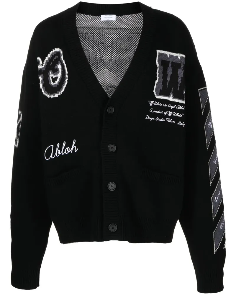 OFF-WHITE Cardigan mit Intarsien-Logos - Schwarz Schwarz