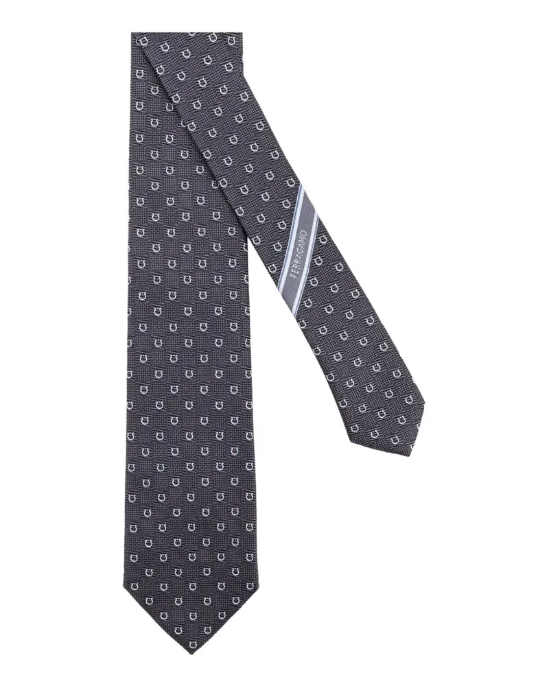 Ferragamo Gancini silk jacqauard tie - Grau Grau