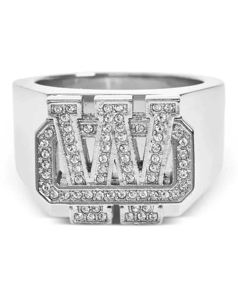 OFF-WHITE Siegelring mit Kristallen - Silber Silber