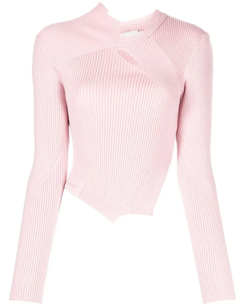 Feng Chen Wang Gerippter Strickpullover mit Cut-Out - Rosa Rosa