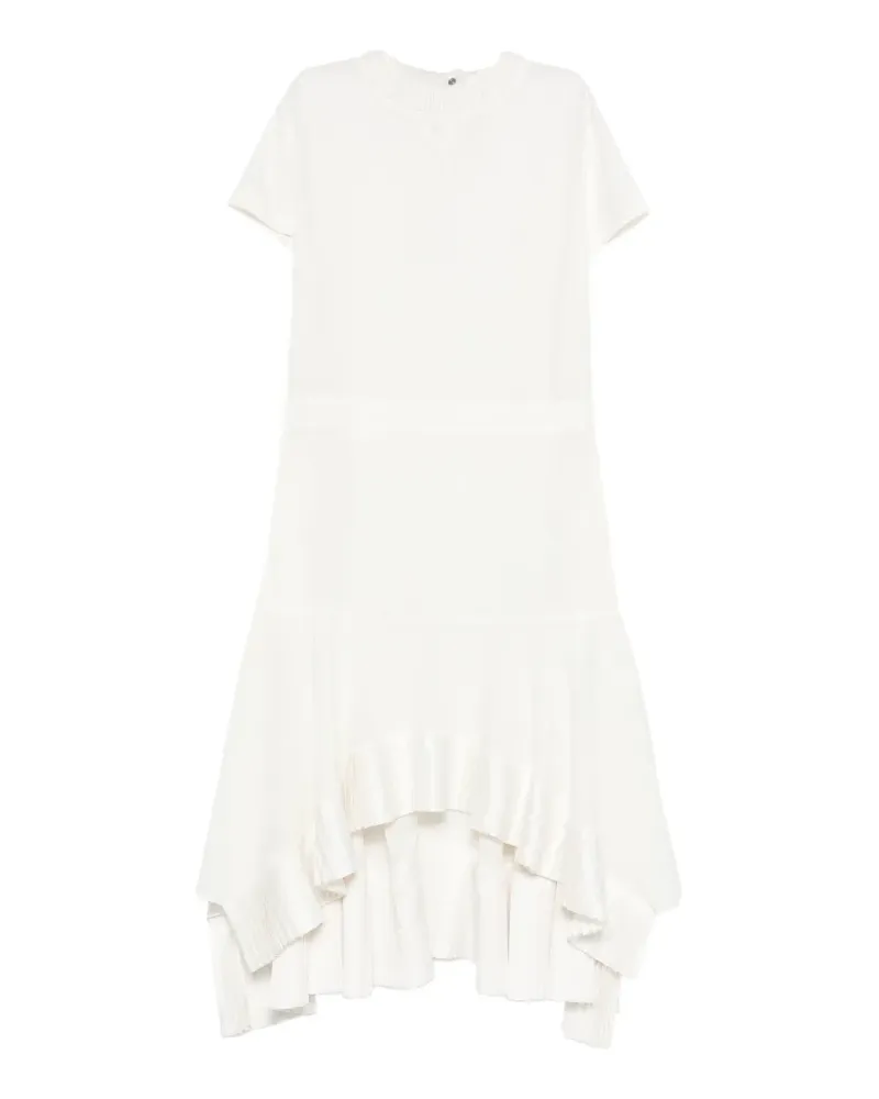 Sacai ruffled short-sleeve asymmetric dress - Weiß Weiß