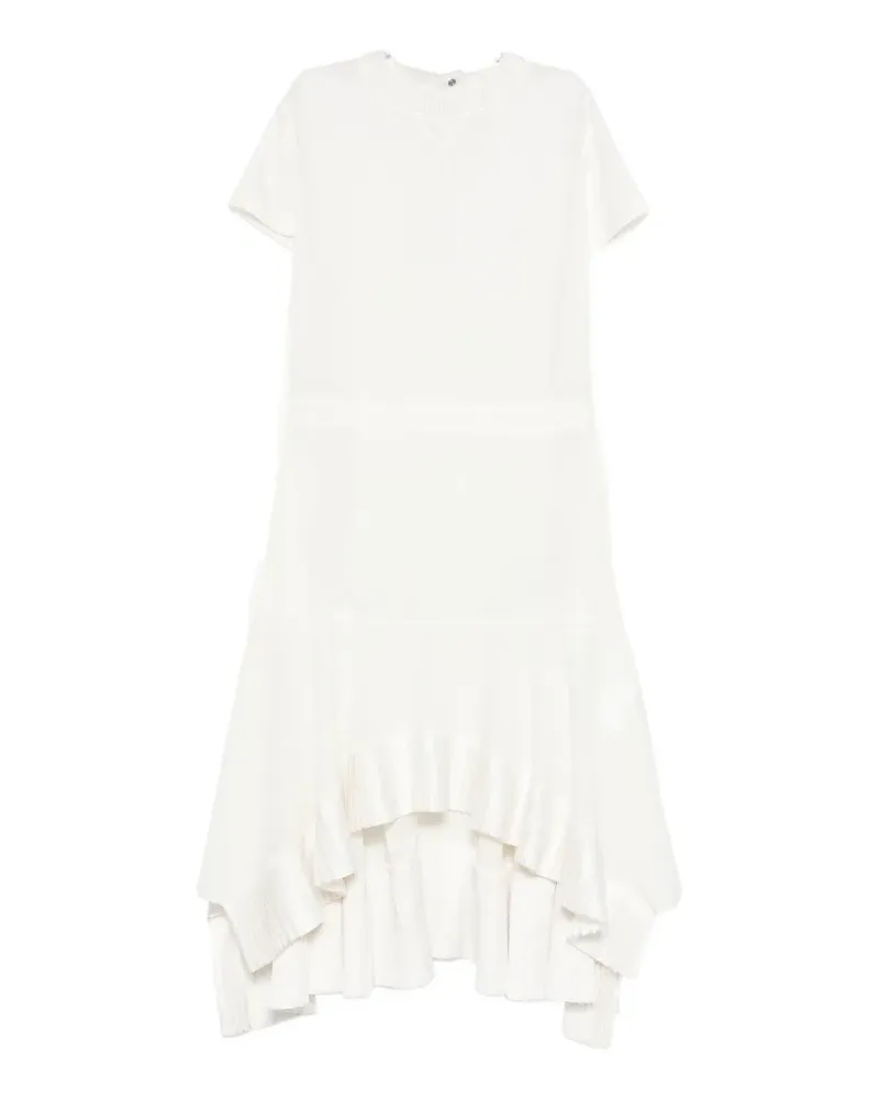 Sacai ruffled short-sleeve asymmetric dress - Weiß Weiß