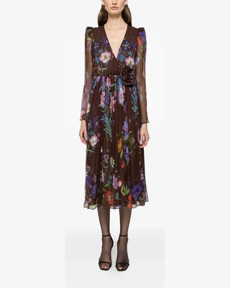 NISSA Midikleid mit Blumenapplikation - Braun Braun