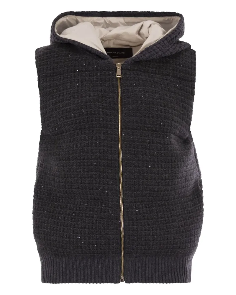 Fabiana Filippi Kapuzenweste mit Pailletten - Grau Grau