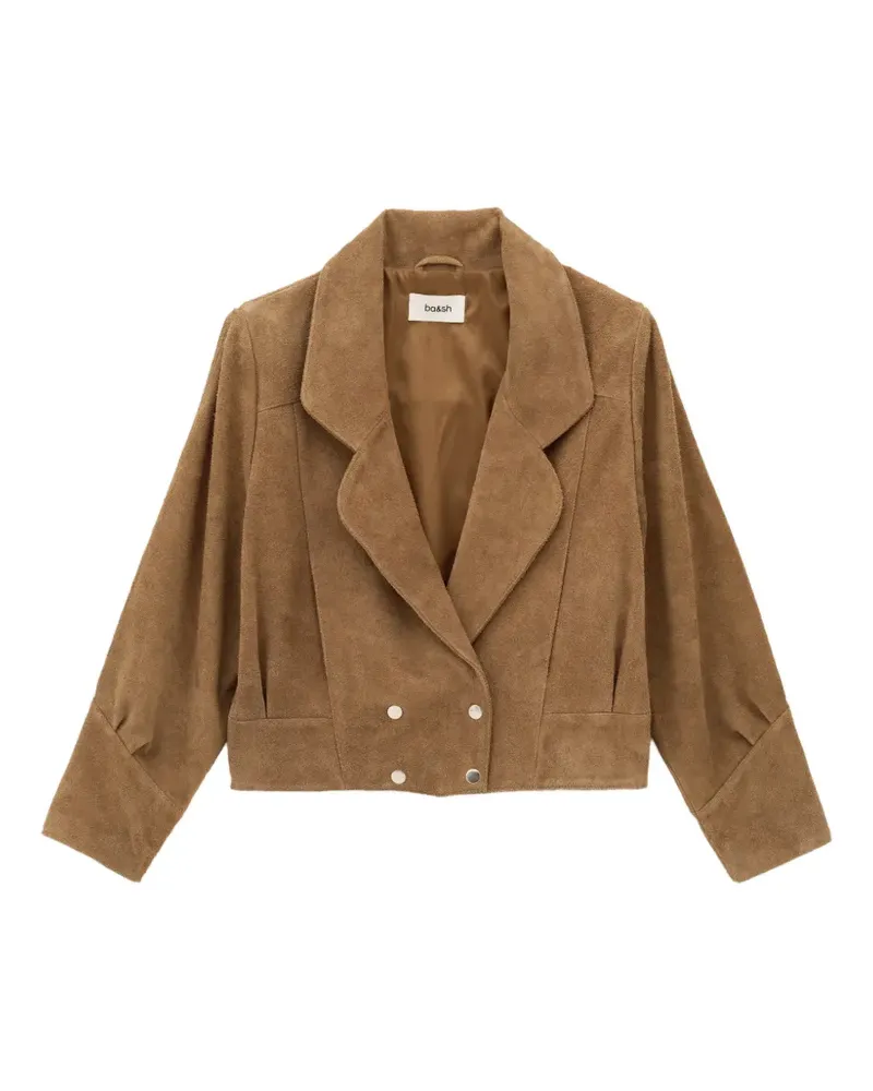 ba&sh Cowy double-breasted cropped suede jacket - Braun Braun
