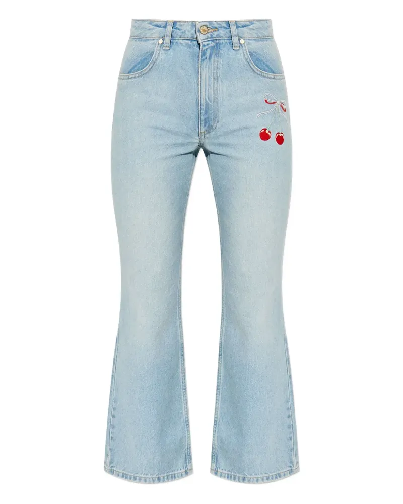 LoveShackFancy Jeans mit Kirschstickerei - Blau Blau