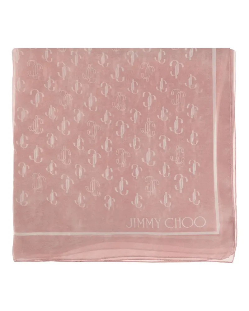 Jimmy Choo monogram-print silk scarf - Rosa Rosa