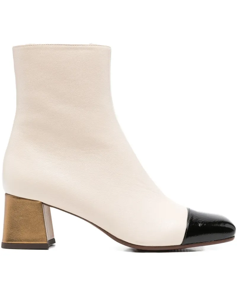 Chie Mihara Stiefeletten mit Metallic-Blockabsatz 55mm - Weiß Weiß