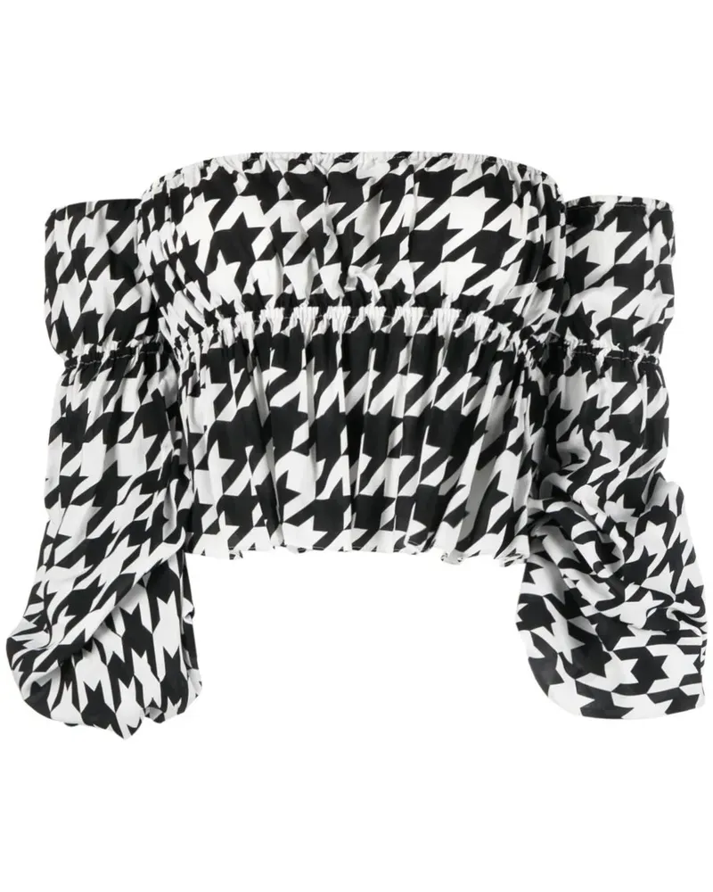 Balmain Bluse mit Hahnentrittmuster - Schwarz Schwarz