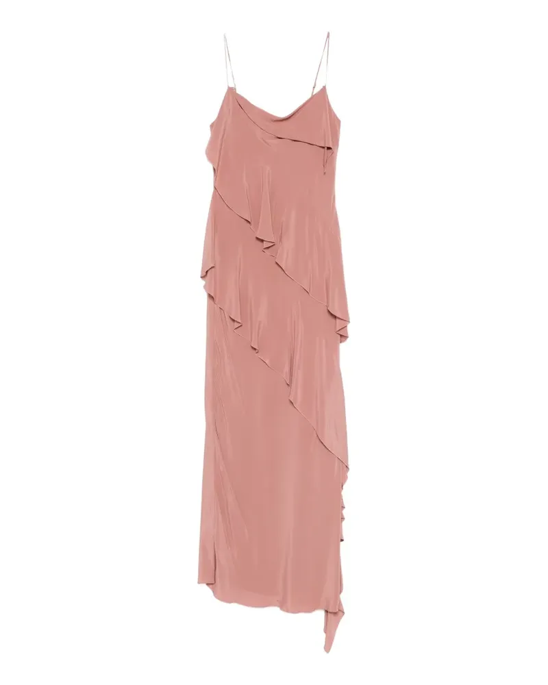 Patrizia Pepe ruffled asymmetric midi dress - Rosa Rosa