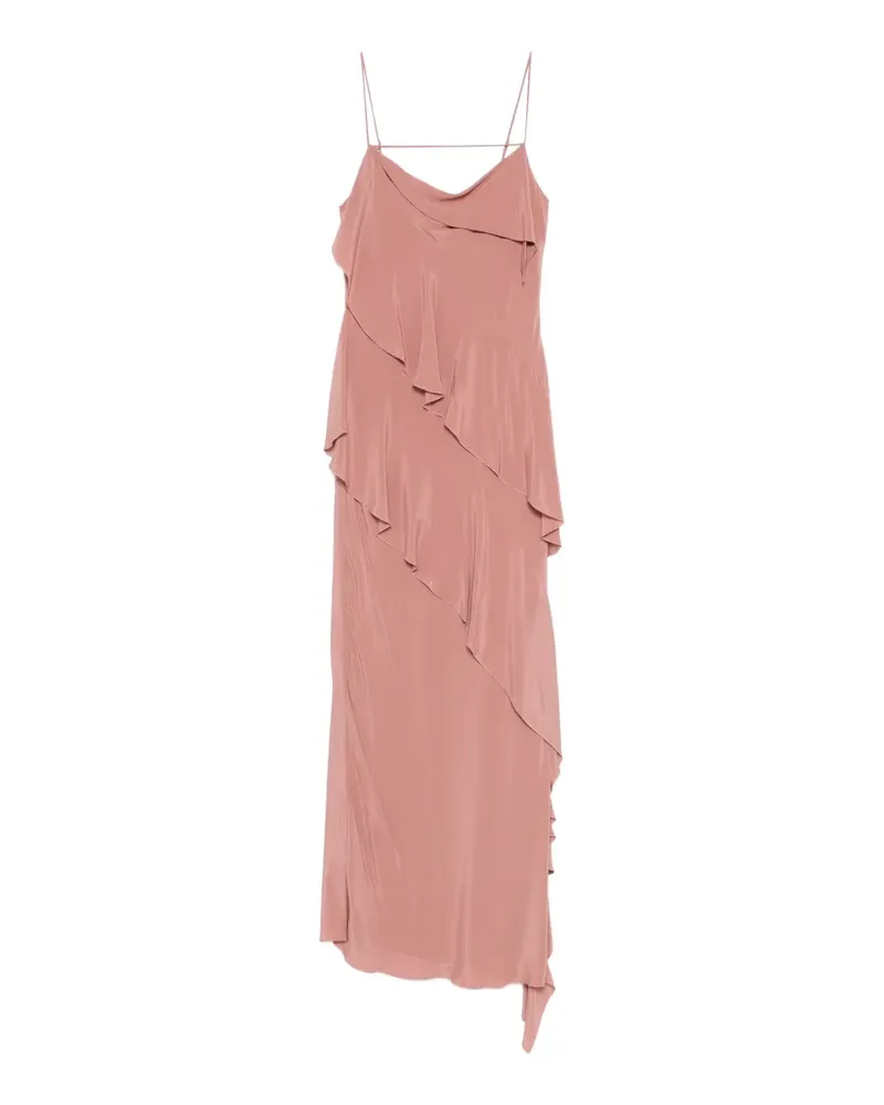Patrizia Pepe ruffled asymmetric midi dress - Rosa Rosa