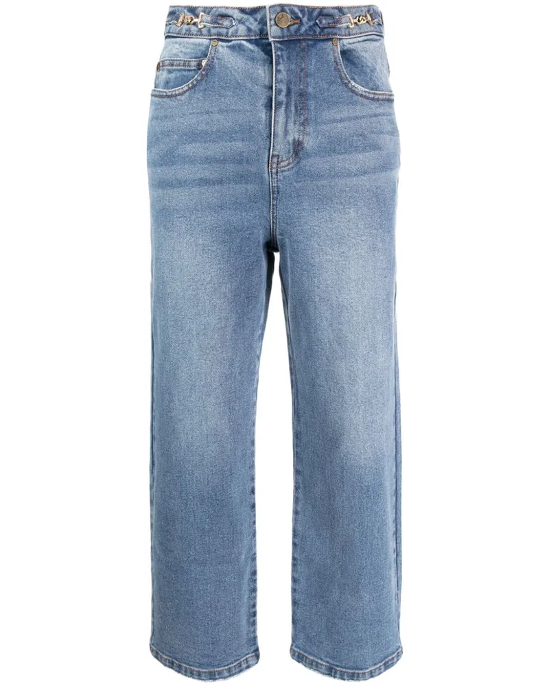 Tout a Coup Halbhohe Straight-Leg-Jeans Blau