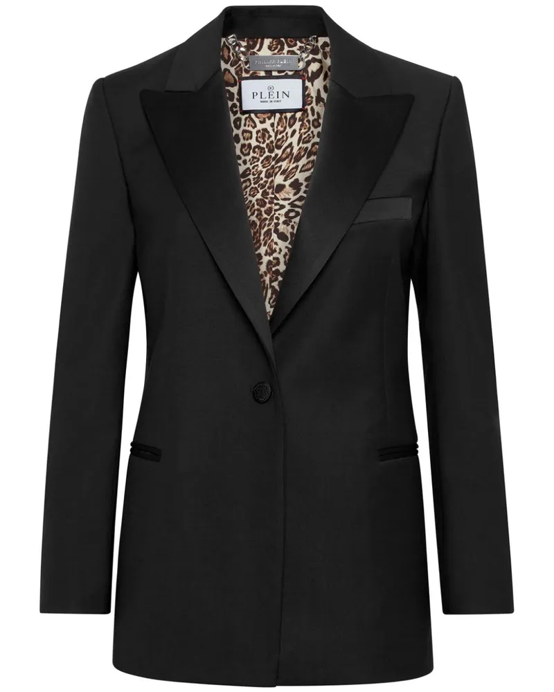 Philipp Plein Einreihiger Blazer mit steigendem Revers - Schwarz Schwarz
