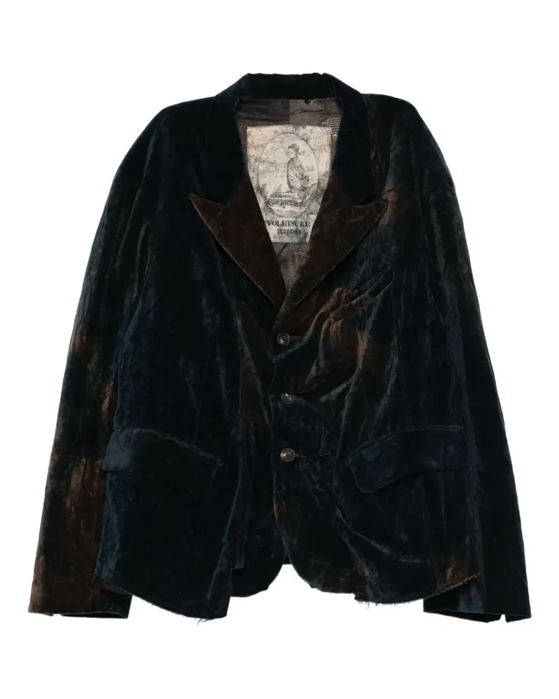 Ziggy Chen gathered velvet blazer - Blau Blau