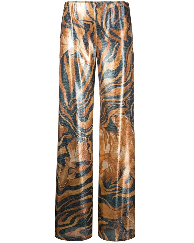 Alberta Ferretti Weite Hose mit Wirbel-Print - Blau Blau
