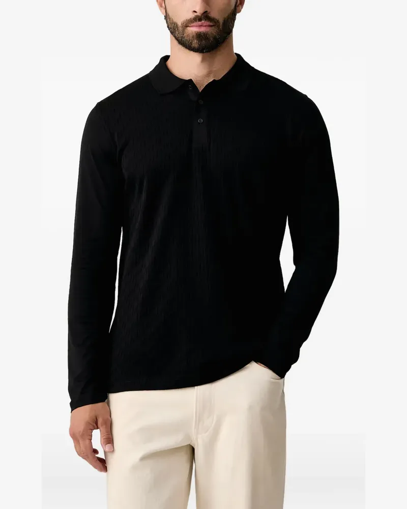 Karl Lagerfeld Poloshirt mit langen Ärmeln - Schwarz Schwarz