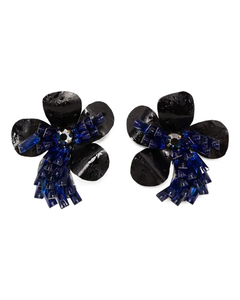 Biyan Flower tassel earrings - Schwarz Schwarz