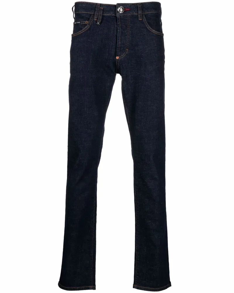 Philipp Plein Iconic Plein Super-Straight-Cut-Jeans - Blau Blau