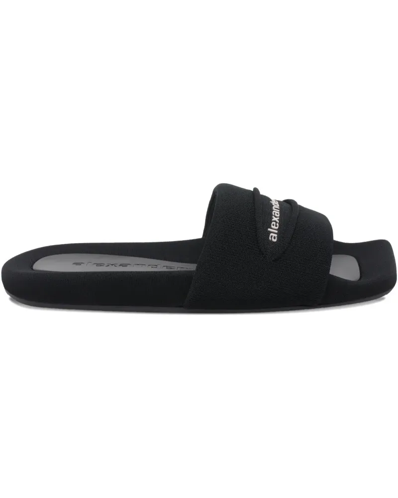 Alexander Wang logo squared-toe slides - Schwarz Schwarz