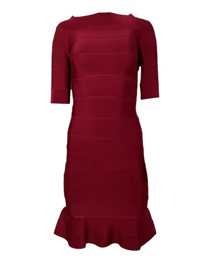 Hervé Léger boat-neck flared-hem dress - Rot Rot