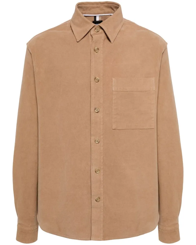 HUGO BOSS Hemdjacke mit Knopfleiste - Braun Braun