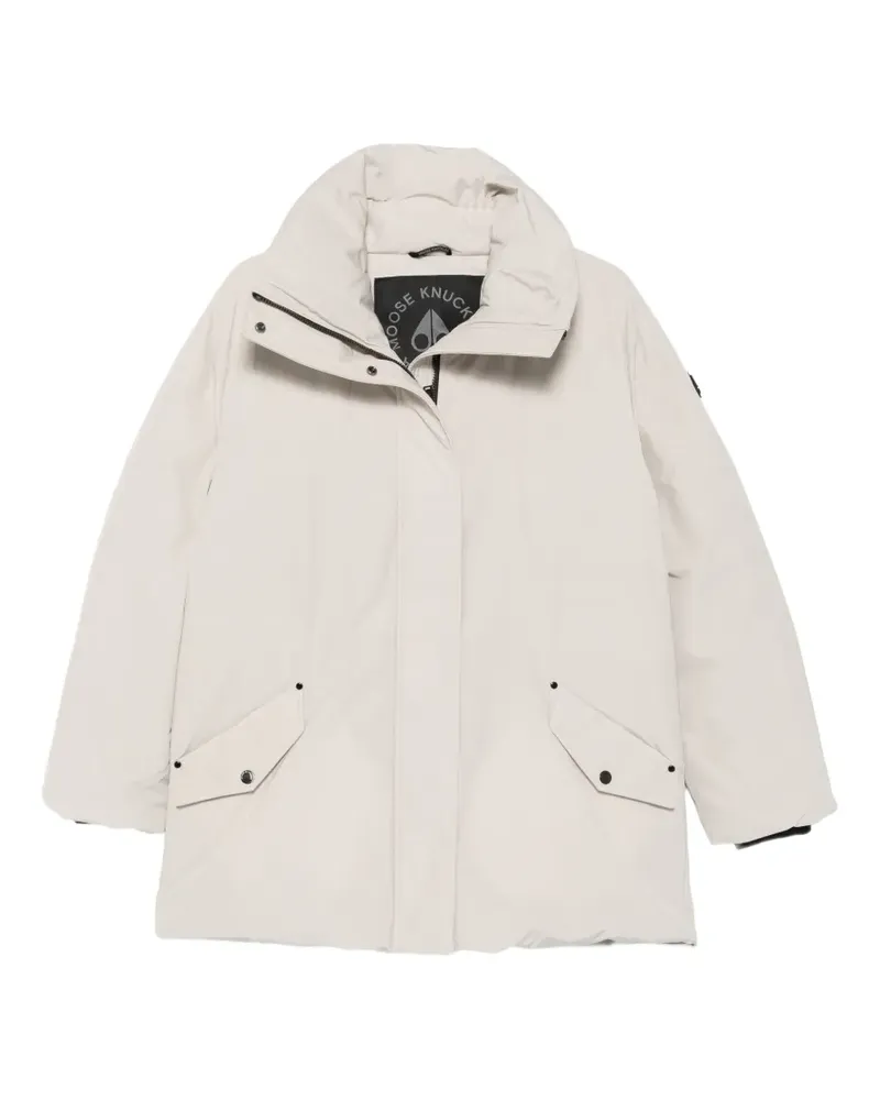 Moose Knuckles logo-patch funnel-neck jacket - Nude Nude