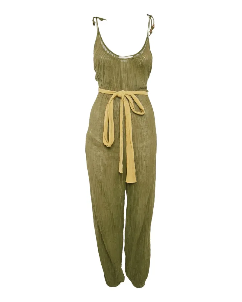 Zimmermann belted shoulder-tie jumpsuit - Grün Grün