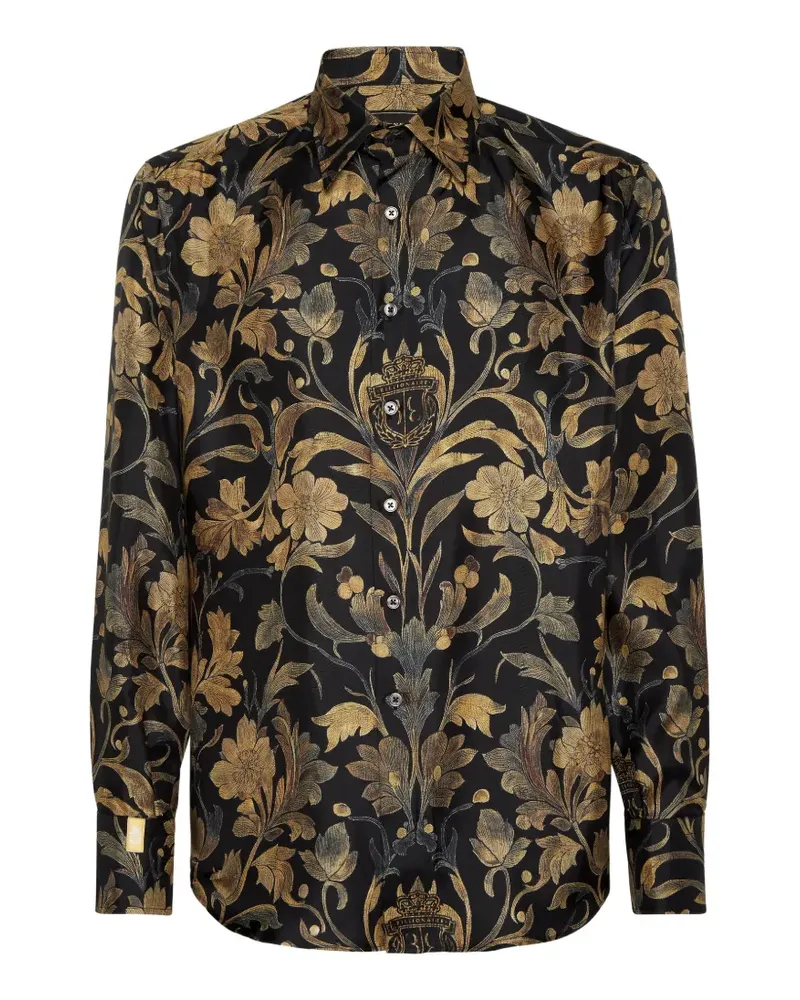 Billionaire Hemd mit barockem Print - Gold Gold