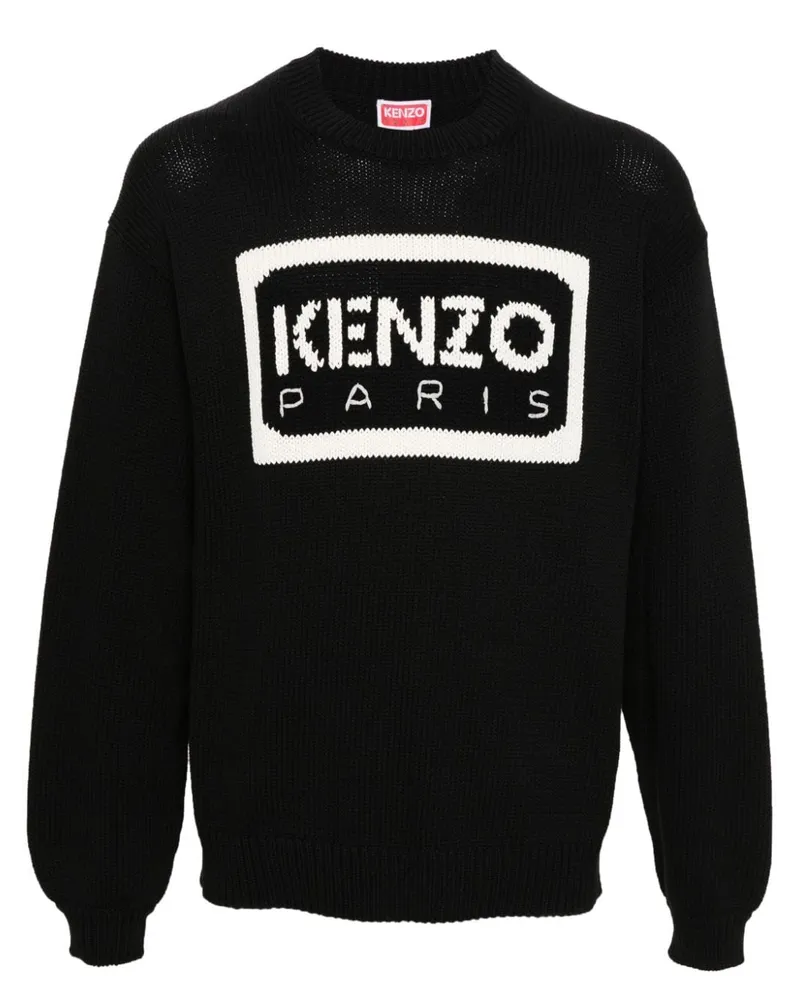 Kenzo Strickpullover mit Intarsien-Logo - Schwarz Schwarz